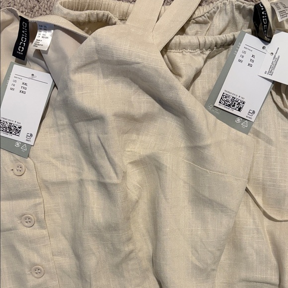 NWT H&M Light Cream Crop Vest Tank & Pants Set - size XXL vest xl pants - Picture 2 of 4